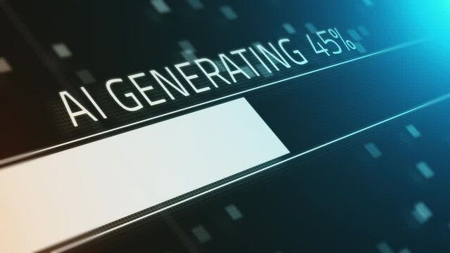 AI generating process on a computer screen. Modern digital screen showing AI generating process with a progress bar