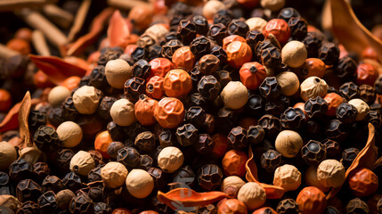 Afrikanische Pfefferkörner sind getrocknete Früchte der Gattung Xylopia aethiopica, African peppercorns are dried fruits from the Xylopia aethiopica,  
 Generative AI