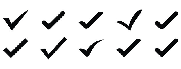 Check marks sign symbol collection. Check mark icons set. Black check mark.