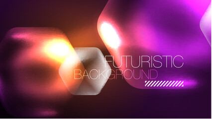 Glowing neon hexagons in dark space. Digital technology cyberspace hi-tech techno abstract background template