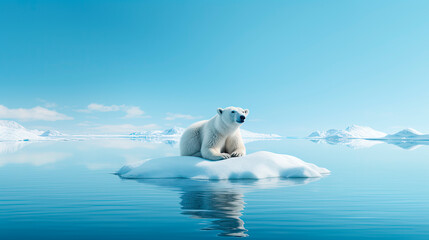 Obraz na płótnie Canvas A polar bear sitting on an ice floe in the water