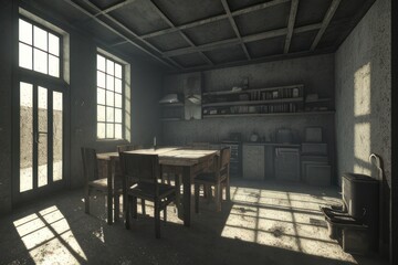 Plakat Interior of a building in post-apocalyptic world