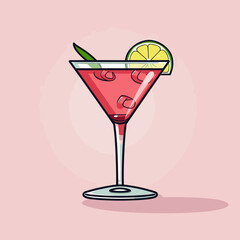 Cosmopolitan cocktail hand-drawn comic illustration. Cosmopolitan. Vector doodle style cartoon illustration