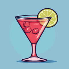 Cosmopolitan cocktail hand-drawn comic illustration. Cosmopolitan. Vector doodle style cartoon illustration
