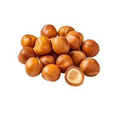Roasted macadamia nuts. isolated object, transparent background - obrazy, fototapety, plakaty