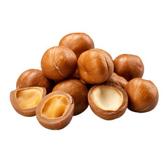 Roasted macadamia nuts. transparent background