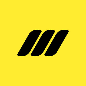 Simple modern creative letter M logo design. Letter M monogram Logo with yellow background