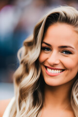 Naklejka premium a beautiful woman model close-up image. (AI-generated fictional illustration) 