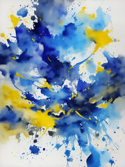 Blue and Yellow colors splash. AI generated illustration