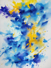 Blue and Yellow colors splash. AI generated illustration