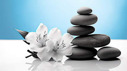 Obraz na płótnie Canvas zen stones and orchid massage spa serenity - by generative ai