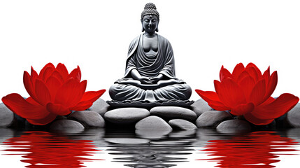 zen mindfulness meditation buddha by the water garden - by generative ai