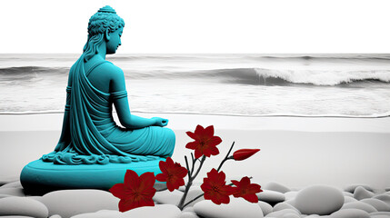 zen mindfulness meditation buddha by the sea - by generative ai