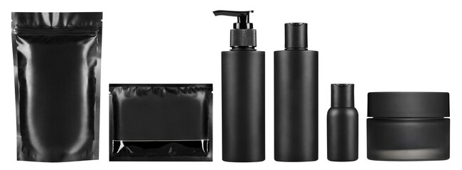 Set of black personal hygiene products, cut out