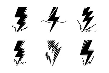 hand drawn doodle thunder bolt illustration vector isolated background
