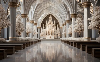 Obraz premium The interior decoration of a church on Christmas