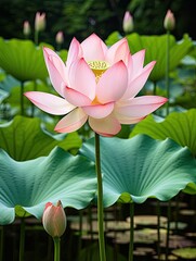 Isolated single lotus flower - created using generative AI tools
