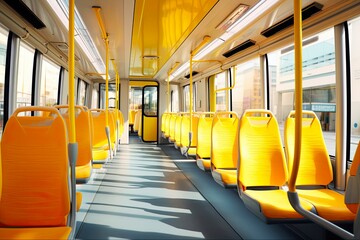 Public Transport: Modern City Bus Interior and Seats Design for Comfort Public Transport Commuting: Generative AI