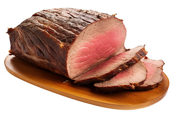 Sliced roast beef. isolated object, transparent background