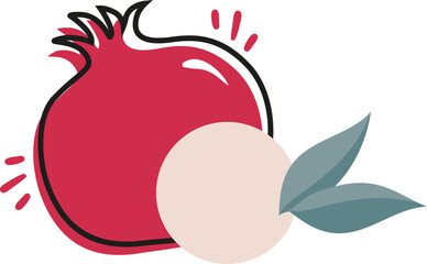 pomegranate fruit branch with leaves and flowers. Rosh Hashanah , Jewish new year holiday