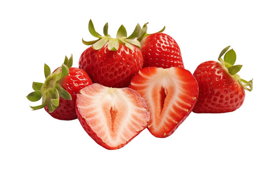 Sliced strawberries. isolated object, transparent background