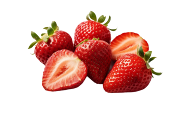 Sliced strawberries. transparent background