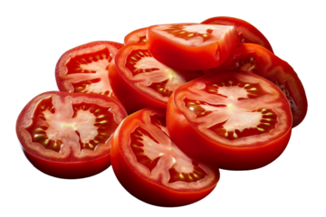 Sliced tomatoes. isolated object, transparent background