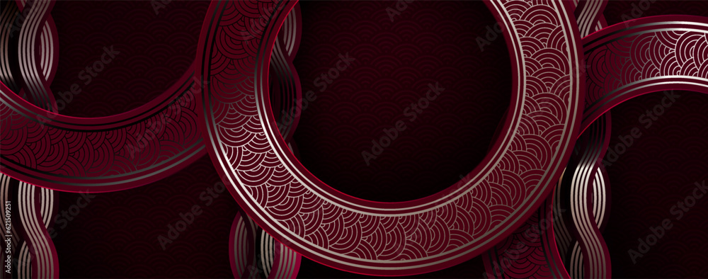 Canvas Prints dark design, round frames with golden border