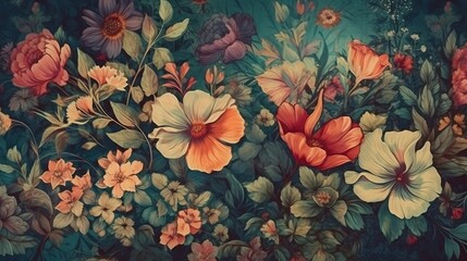 Fototapeta premium Illustration of flowers background. Generative AI