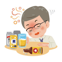 泥酔する中年男性