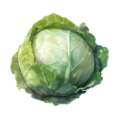 Fototapeta premium Watercolor cabbage. Vegetable clipart illustration. Generative AI