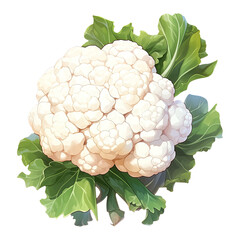 Watercolor cauliflower. Vegetable clipart illustration. Generative AI