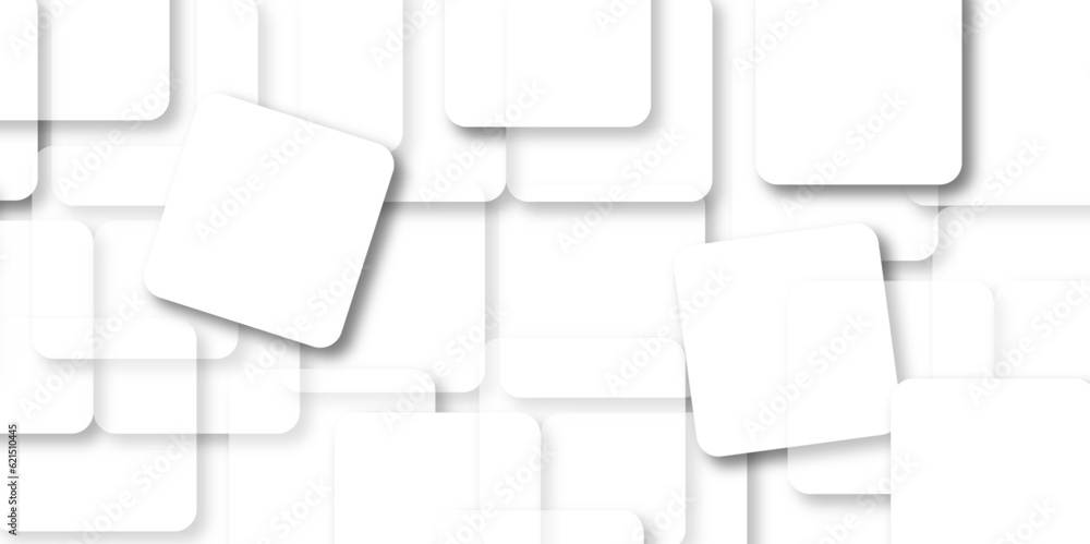 Aufkleber White paper with shadow Conceptual 3D Vector Different Size square Technologic White Abstract Background with cube and shadow pattern geometric paper illustration for business and website's.