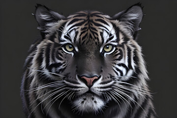 Black Tiger Face By Generative AI technology