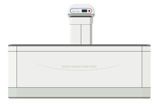 Medical equipment, Bone density determination machine for body parts such as spine, hip, wrist and whole body osteoporosis. Flat design