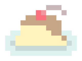 プリン,洋菓子,おやつ,お菓子,カスタード,さくらんぼ,フルーツ,皿,デザート,レトロ,デザイン,絵,カラフル,ドット絵,ピクセル,あしらい,かわいい,おしゃれ,アイキャッチ,ピクセルアート,ゲーム風