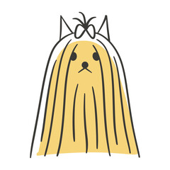 Portrait of pet. Outline sticker. Contour dog head. Linear icon, logo