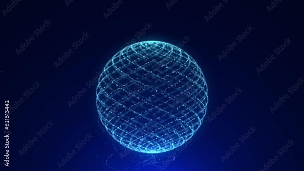 Poster futuristic blue sphere of particles and lines. network connection big data. abstract technology back