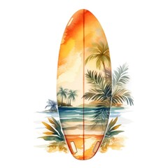 Fototapeta na wymiar watercolor surfboard - created using generative AI tools