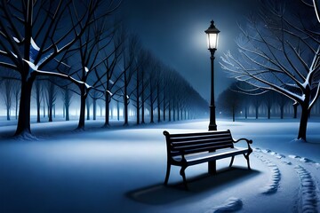 Fototapeta na wymiar bench in the night