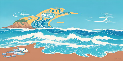 Obraz premium Pacific coast landscape. AI generated illustration