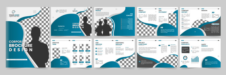 Trendy Corporate multipage business brochure template design, Back and inside pagers, annual report, magazine book with cover.