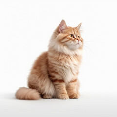 Obraz premium Cute furry cat isolated on a white background