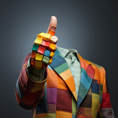 Headless paper business man giving thumbs up