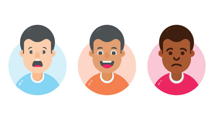 Set of user avatar. young boy avatar profile icons. male faces. male portraits. Characters collection. Vector illustration