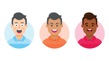 Set of user avatar. People avatar profile icons. male faces. male portraits. Characters collection. Vector illustration
