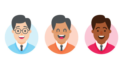 Vector corporate or business man and formal cartoon characters with different facial expressions