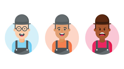 Fototapeta premium Set of cleaning workers . Professional cleaning staff cartoon characters