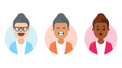 Set of illustrations of male cartoon characters