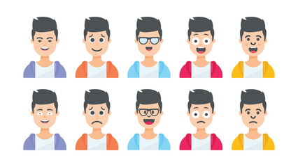 Set of user avatar. People avatar profile icons. male faces. male portraits. Characters collection. Vector illustration